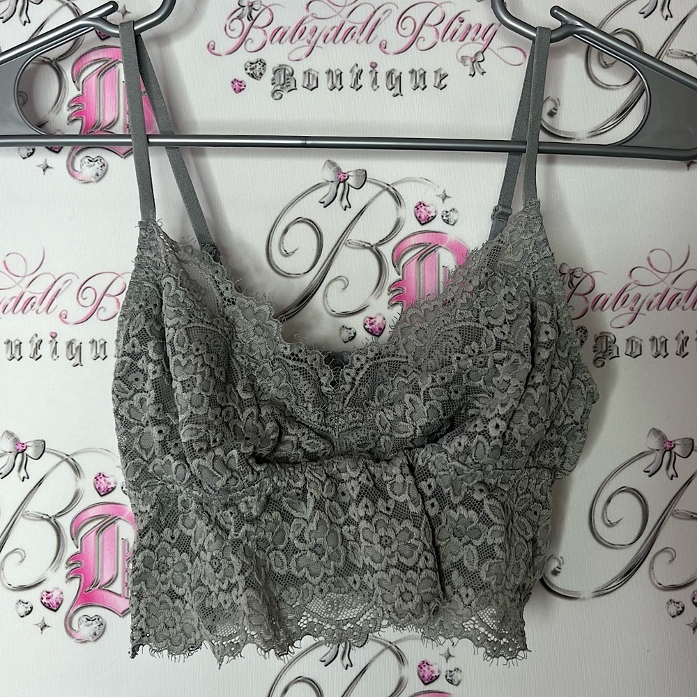 Aerie bralette Bandeau Lacie floral Lace Bralette in Gray